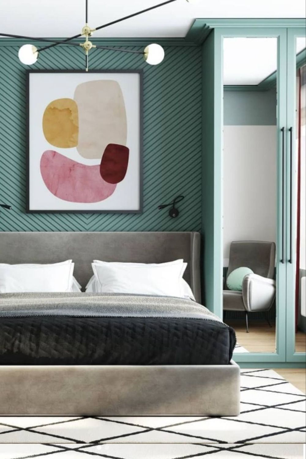 cтеновые панели оформление стены над кроватью в спальне в современном стиле фото