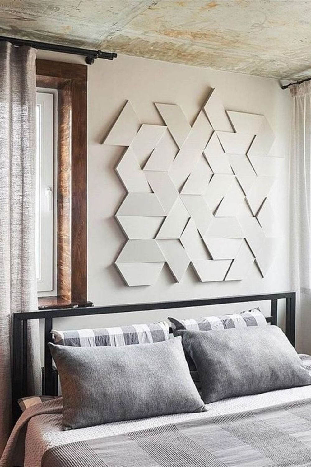 cтеновые панели Бежевый декор для стены в изголовье кровати из панелей Orac